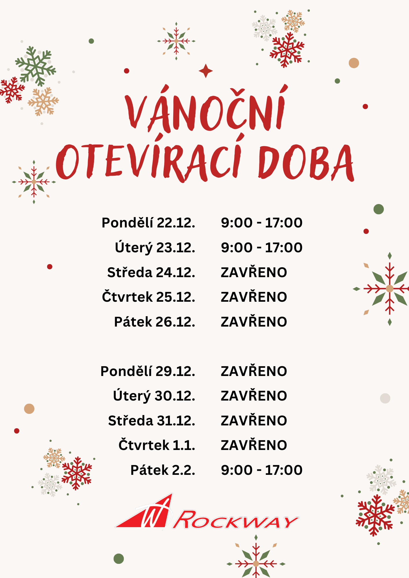 Vánoční otevírací doba